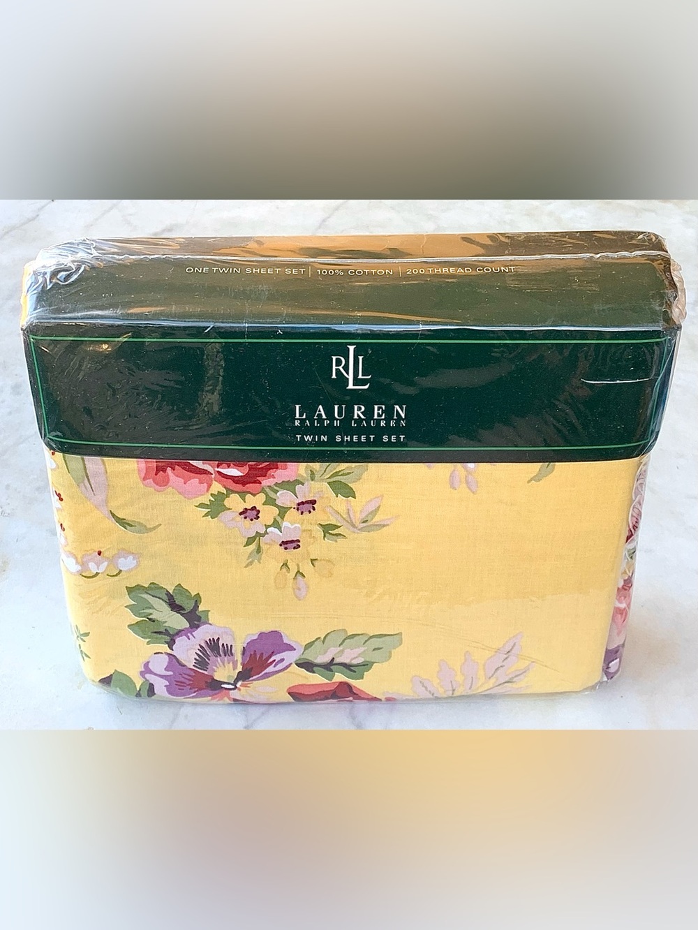 RALPH LAUREN BROOKE YELLOW FLORAL TWIN SET NWT VINTAGE
